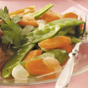 Glazed Snow Peas and Carrots_image
