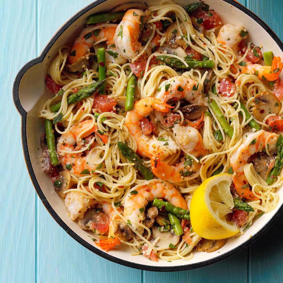 Asparagus 'n' Shrimp with Angel Hair