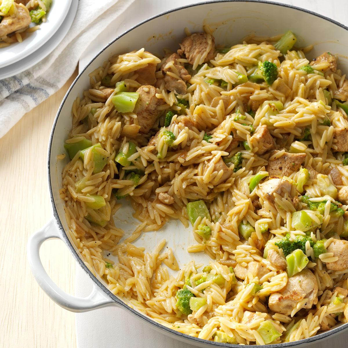 Cheesy Chicken & Broccoli Orzo Recipe | Taste of Home