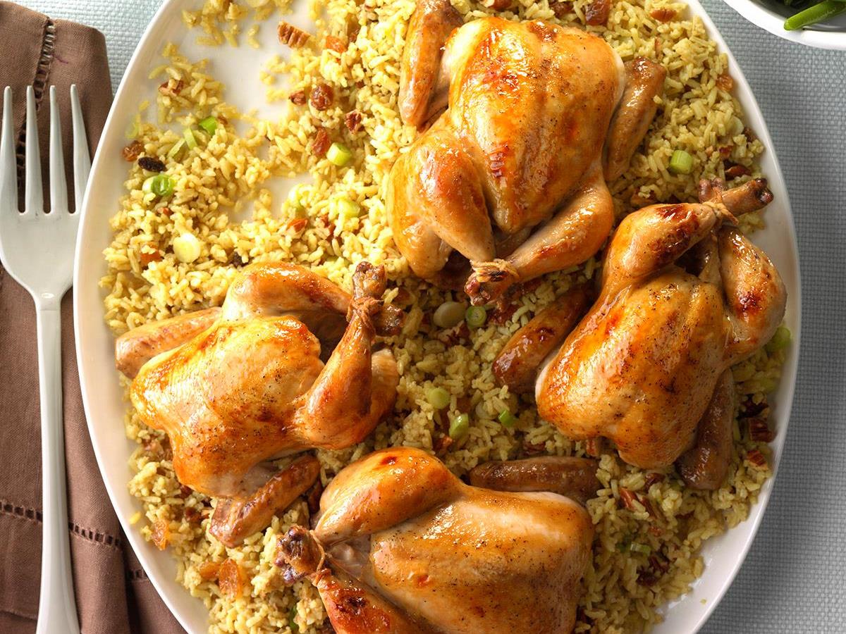 crockpot cornish hens and rice