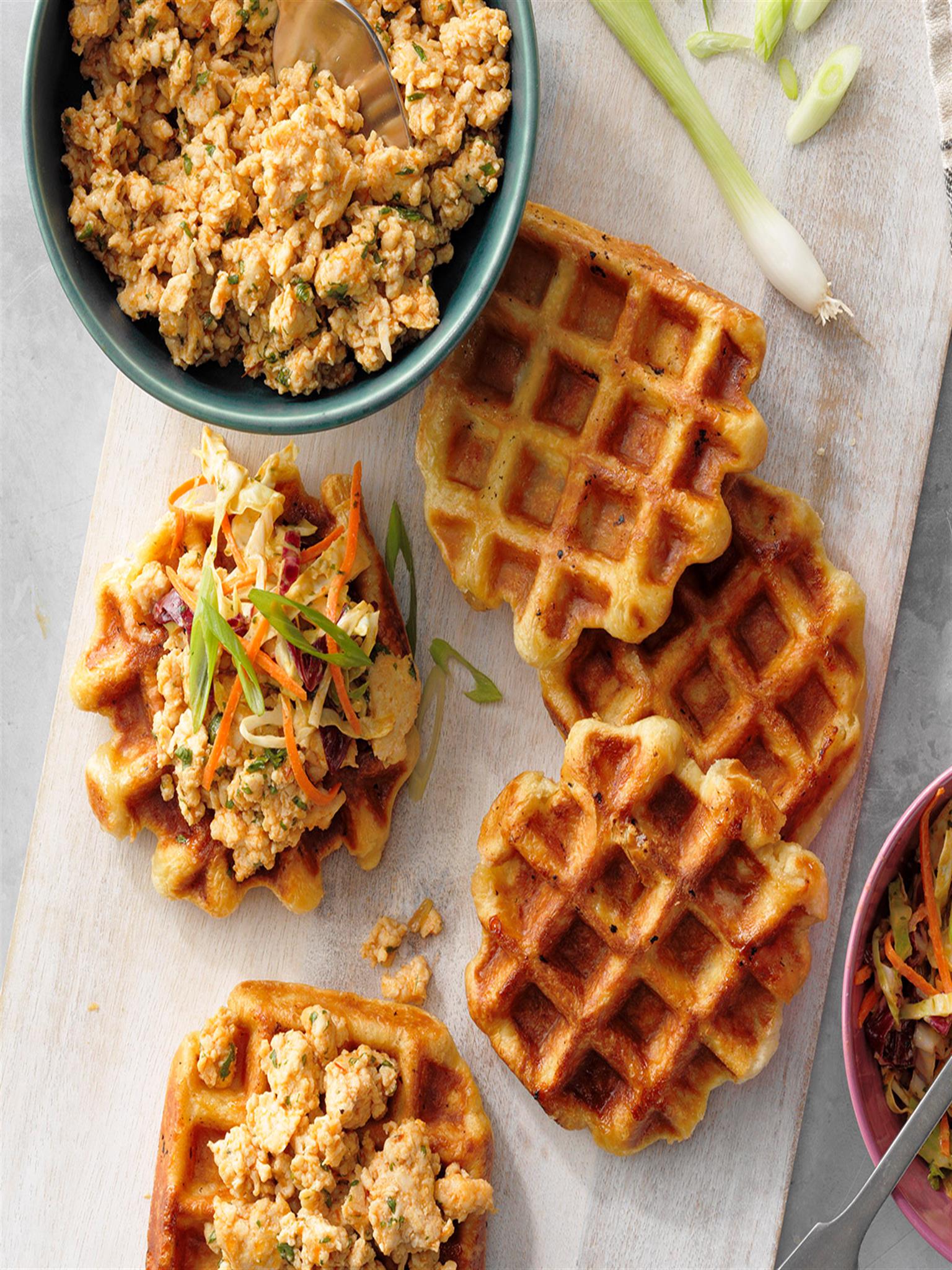 Peanut Cilantro Ground Chicken And Waffles Recipe How To Make It