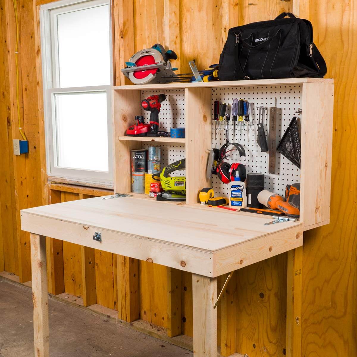 diy - modular tools wall on workbench 